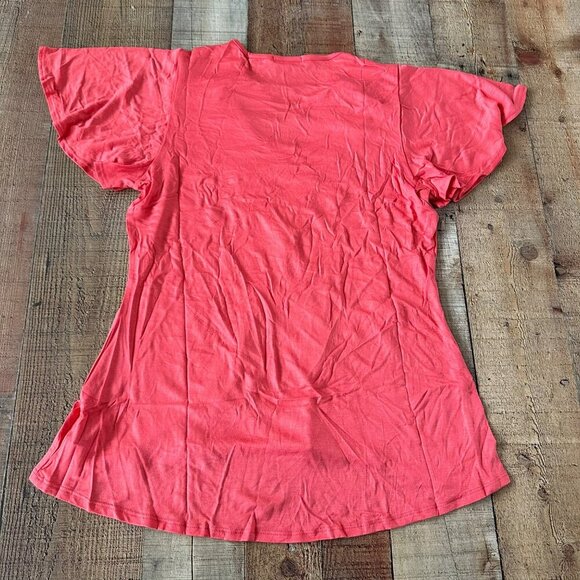 Westport Women's Size Medium Crochet Trim Flutter Sleeve Knit Top in Coral Pink - Picture 6 of 7